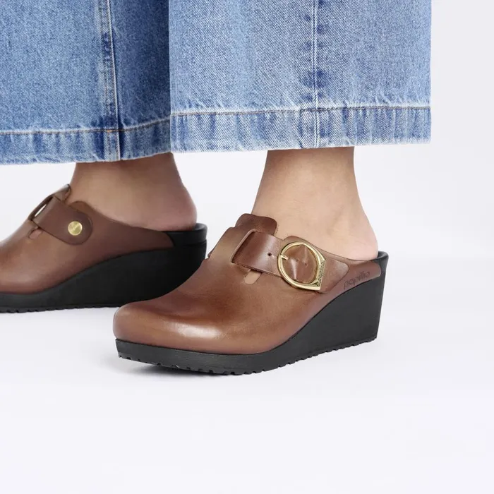 Women Birkenstock Clogs Fanny RingBuckle Blackcognac