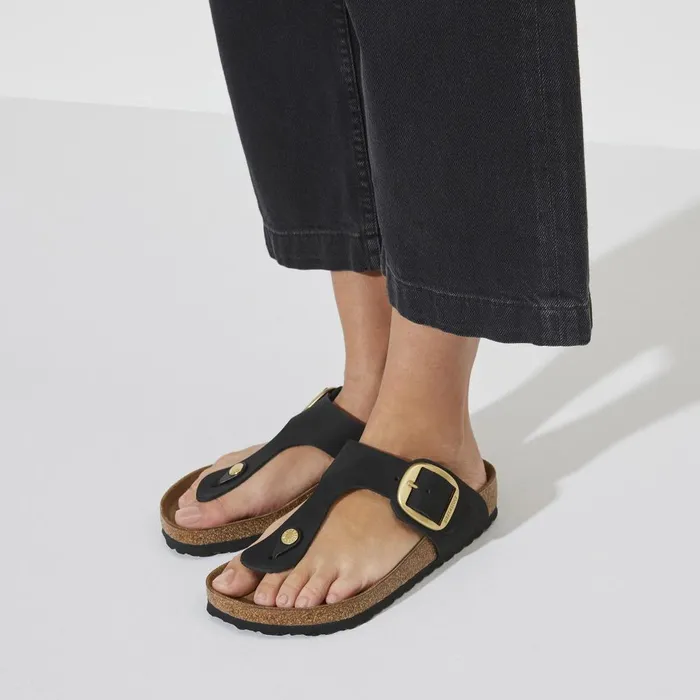 Women Birkenstock OneStrap Gizeh Big Buckle Black