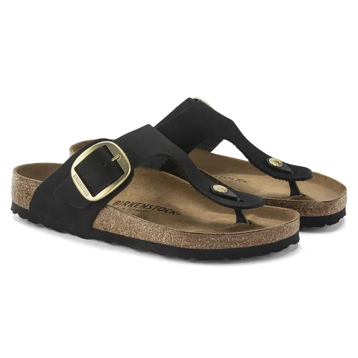 Women Birkenstock OneStrap Gizeh Big Buckle Black