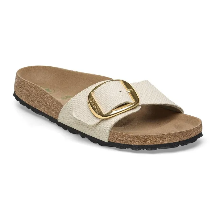 Women Birkenstock OneStrap Madrid Big Buckle Canvas Eggshell