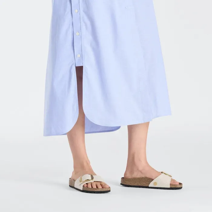 Women Birkenstock OneStrap Madrid Big Buckle Canvas Eggshell
