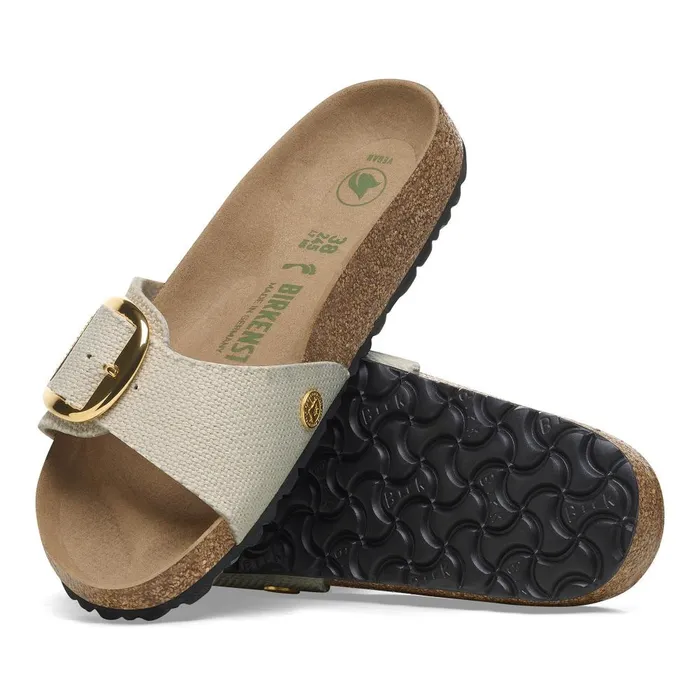 Women Birkenstock OneStrap Madrid Big Buckle Canvas Eggshell