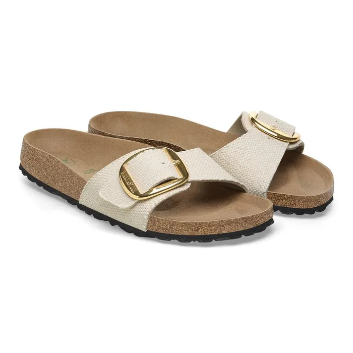 Women Birkenstock OneStrap Madrid Big Buckle Canvas Eggshell