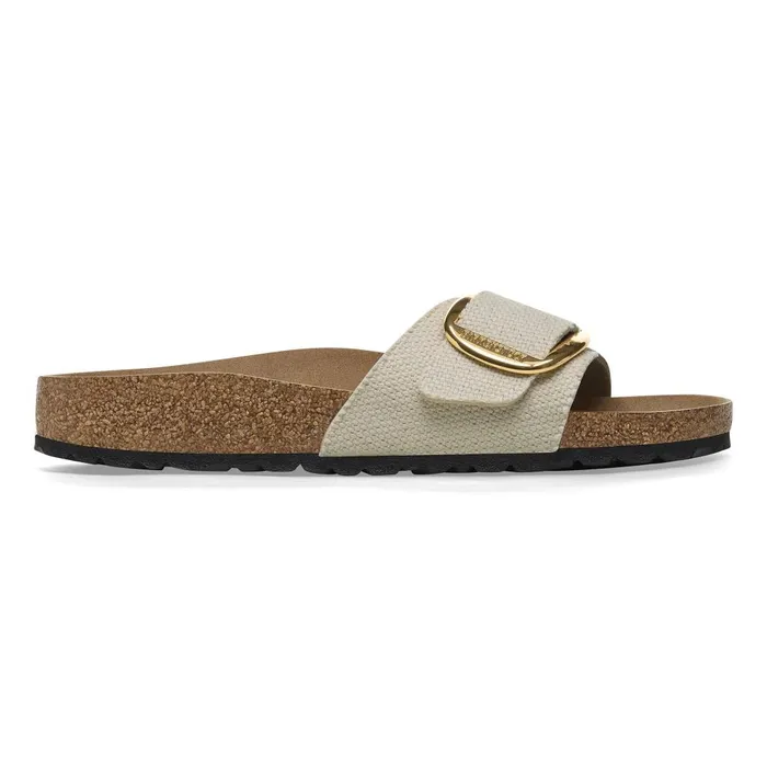 Women Birkenstock OneStrap Madrid Big Buckle Canvas Eggshell