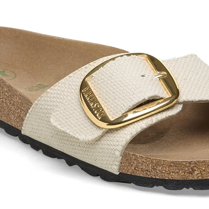 Women Birkenstock OneStrap Madrid Big Buckle Canvas Eggshell