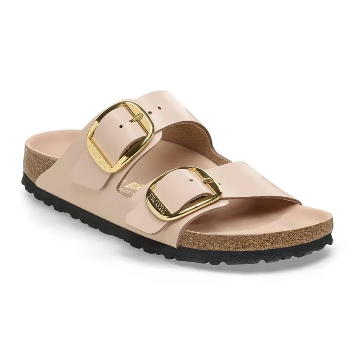 Women Birkenstock TwoStrap Arizona Big Buckle High Shine New Beige