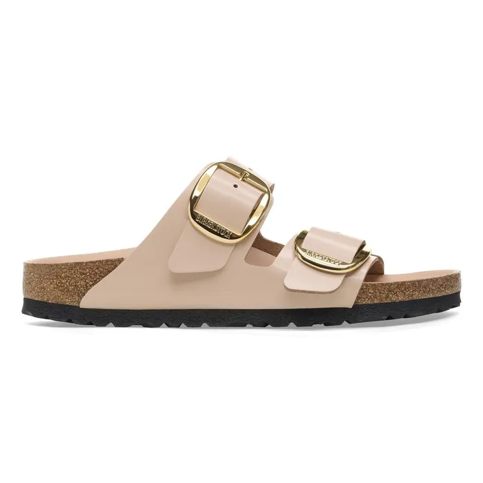 Women Birkenstock TwoStrap Arizona Big Buckle High Shine New Beige