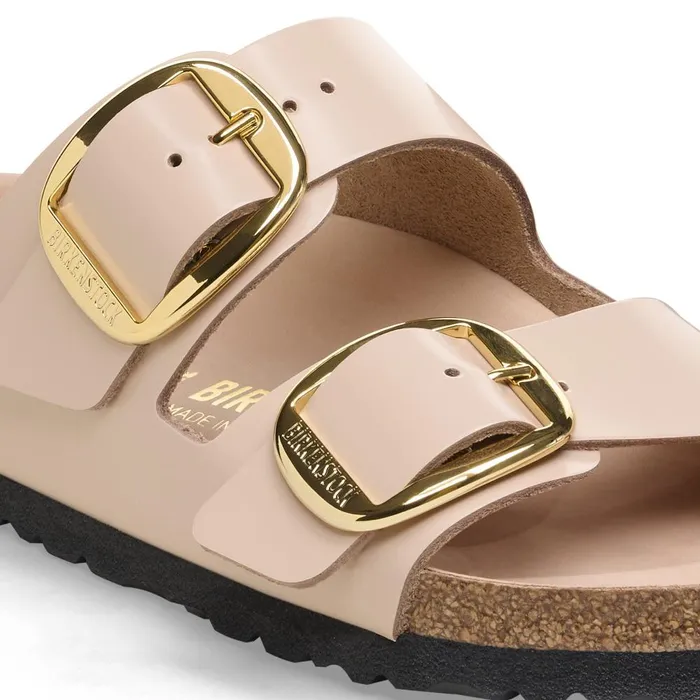 Women Birkenstock TwoStrap Arizona Big Buckle High Shine New Beige
