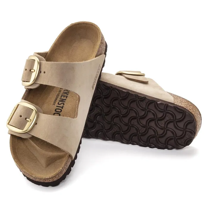 Women Birkenstock TwoStrap Arizona Big Buckle Sandcastle