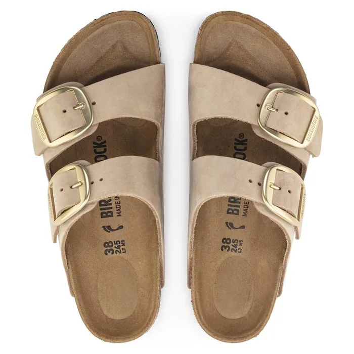 Women Birkenstock TwoStrap Arizona Big Buckle Sandcastle