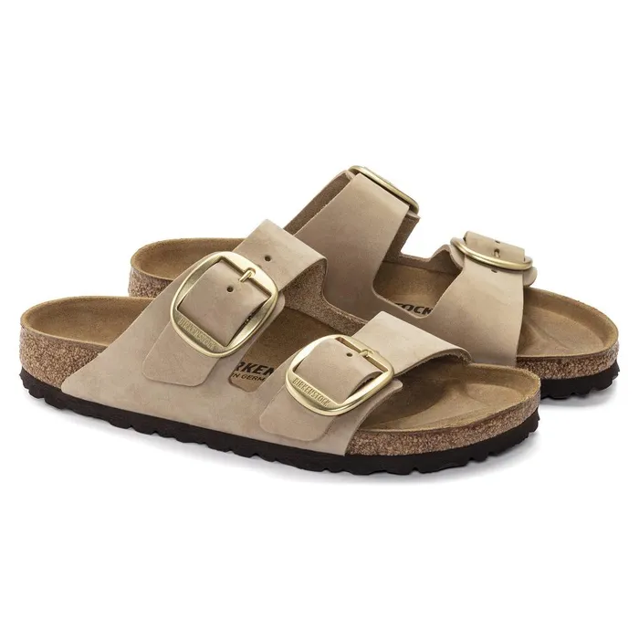 Women Birkenstock TwoStrap Arizona Big Buckle Sandcastle