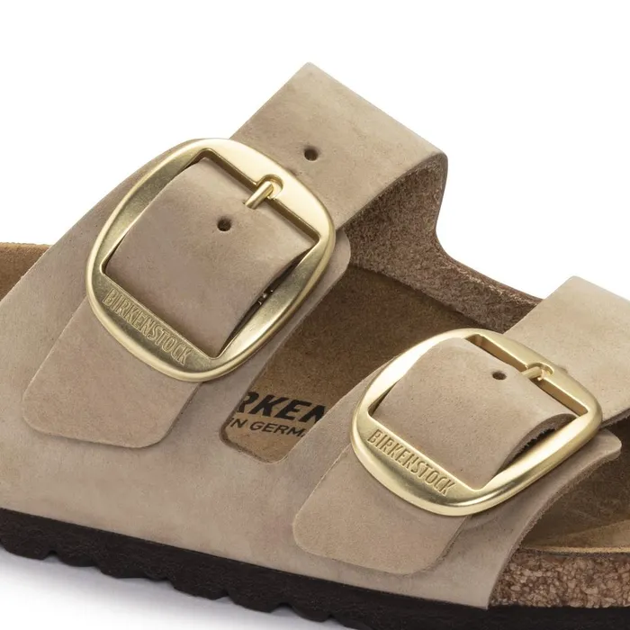Women Birkenstock TwoStrap Arizona Big Buckle Sandcastle