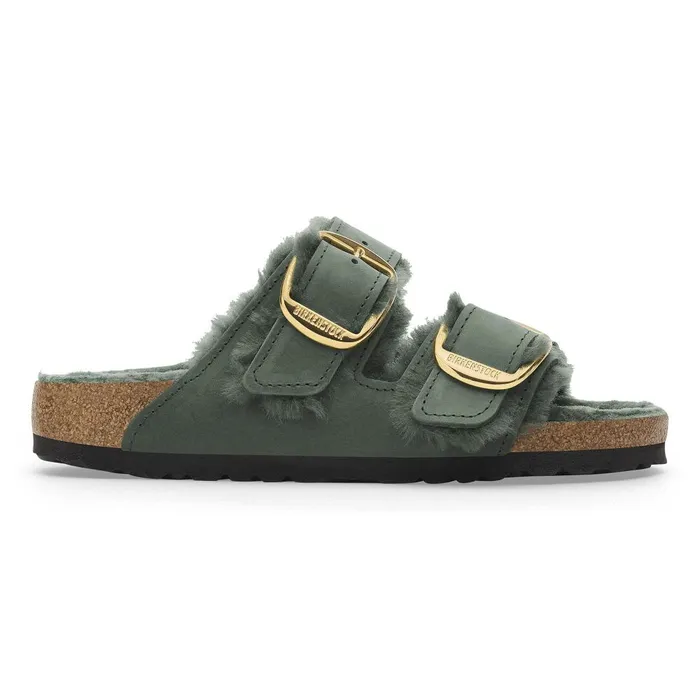 Women Birkenstock TwoStrap Arizona Big Buckle Shearling Thyme