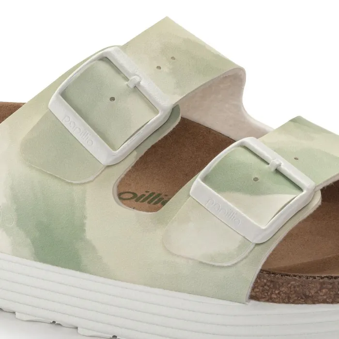 Women Birkenstock TwoStrap Arizona Platform Vegan Watercolor Khaki