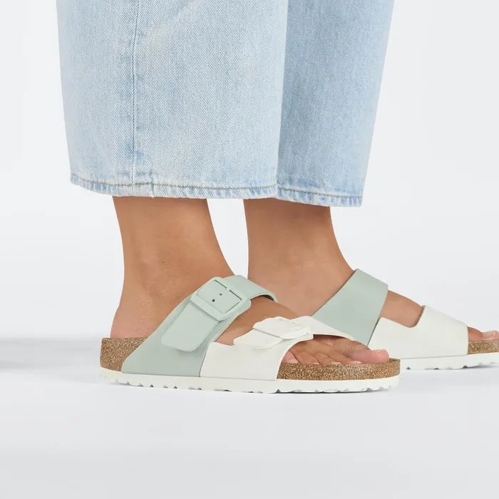 Women Birkenstock TwoStrap Arizona Split Whitesurf Green