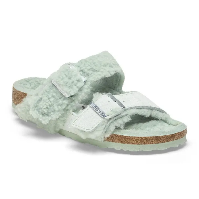 Women Birkenstock TwoStrap Arizona Teddy Split Matcha