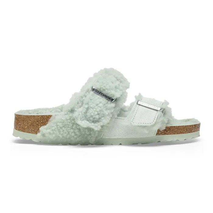 Women Birkenstock TwoStrap Arizona Teddy Split Matcha