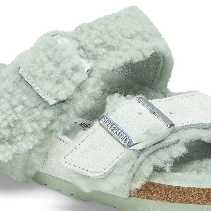 Women Birkenstock TwoStrap Arizona Teddy Split Matcha
