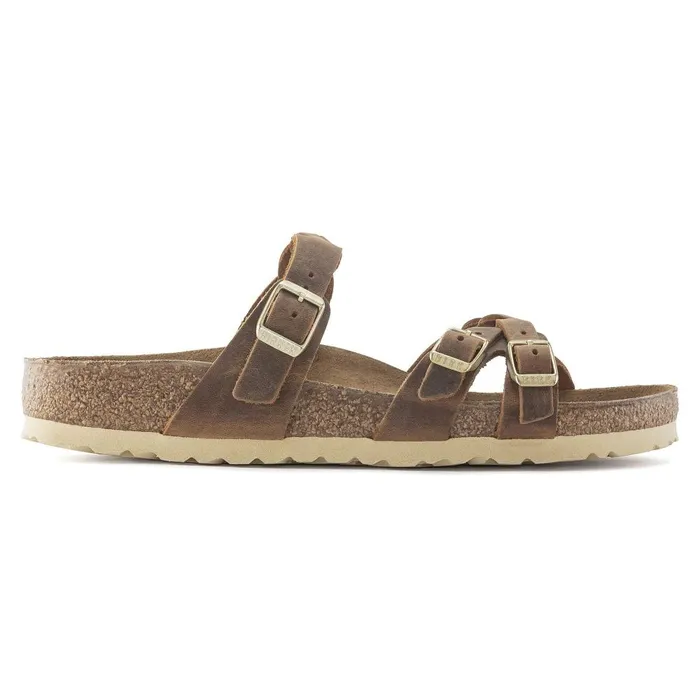 Women Birkenstock TwoStrap Franca Braided Cognac
