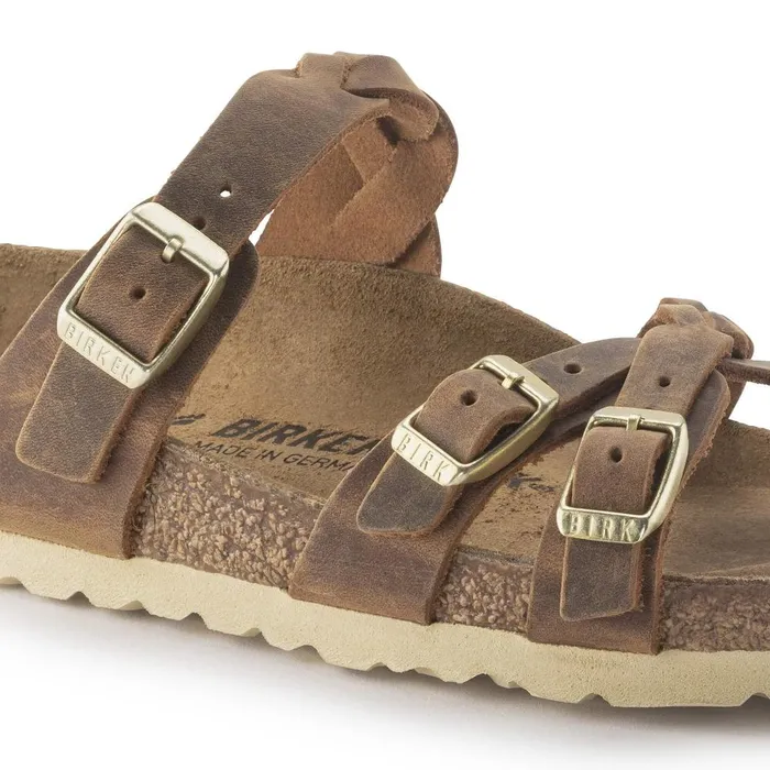 Women Birkenstock TwoStrap Franca Braided Cognac