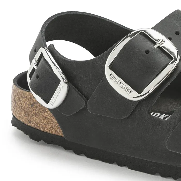 Women Birkenstock TwoStrap Milano Big Buckle Black