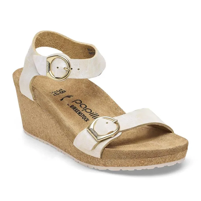Women Birkenstock TwoStrap Soley Metallic Silver