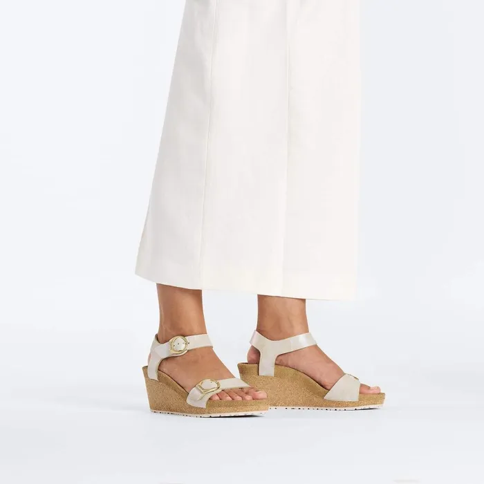 Women Birkenstock TwoStrap Soley Metallic Silver