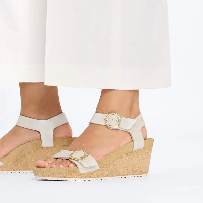 Women Birkenstock TwoStrap Soley Metallic Silver