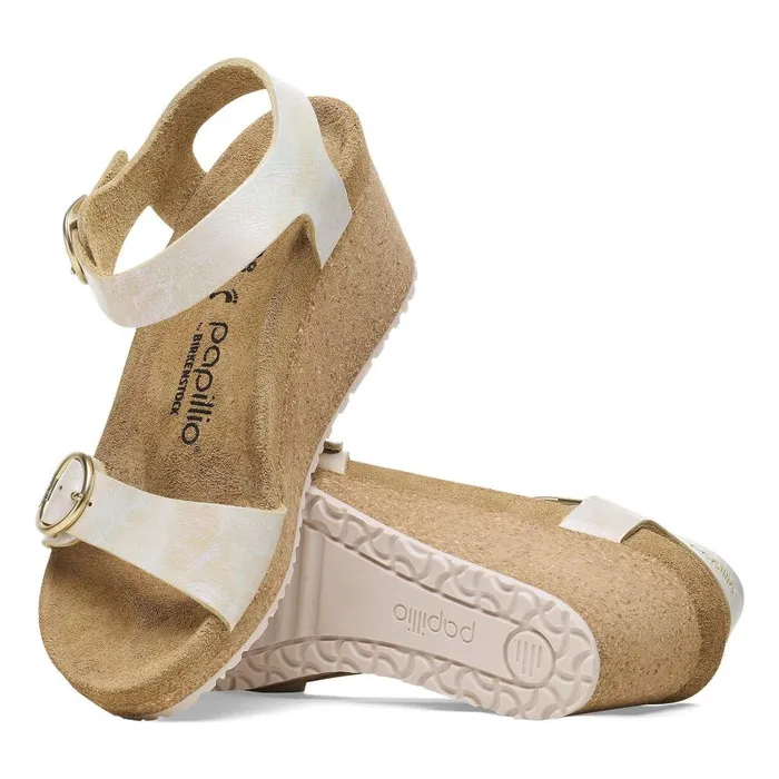 Women Birkenstock TwoStrap Soley Metallic Silver