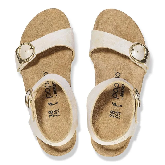 Women Birkenstock TwoStrap Soley Metallic Silver