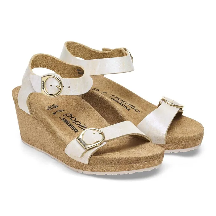 Women Birkenstock TwoStrap Soley Metallic Silver