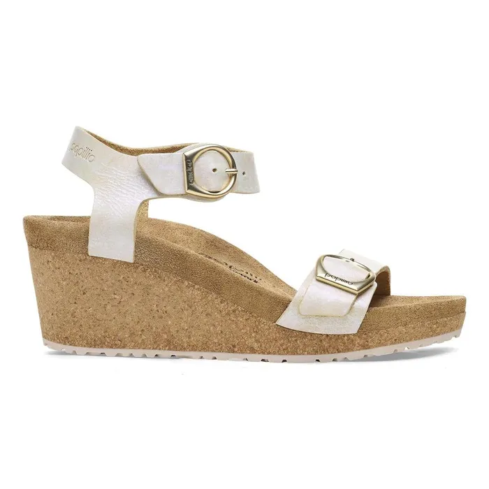 Women Birkenstock TwoStrap Soley Metallic Silver