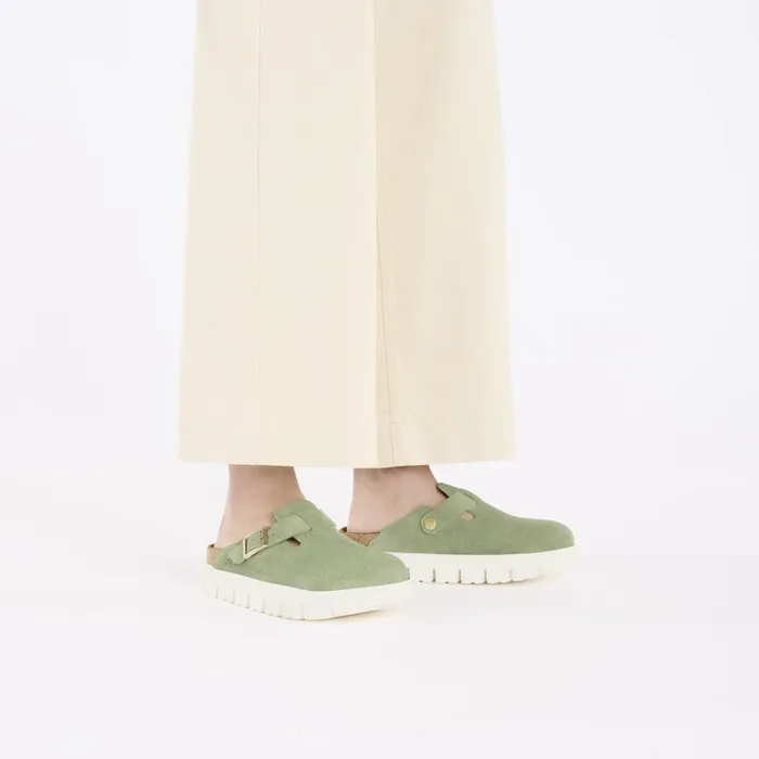 Women Birkenstock Wedges and Platforms Boston Chunky Green Tea