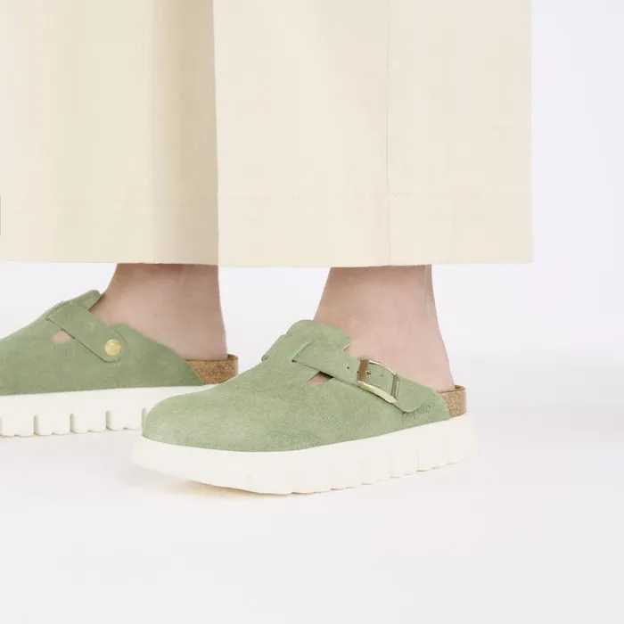 Women Birkenstock Wedges and Platforms Boston Chunky Green Tea