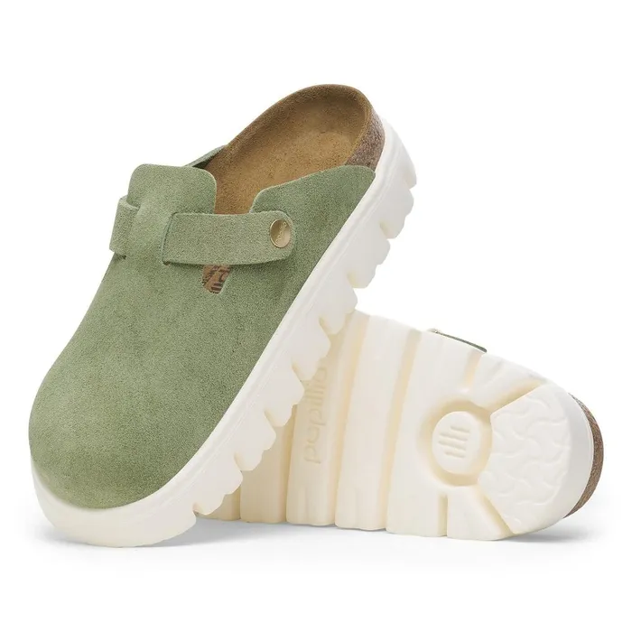 Women Birkenstock Wedges and Platforms Boston Chunky Green Tea