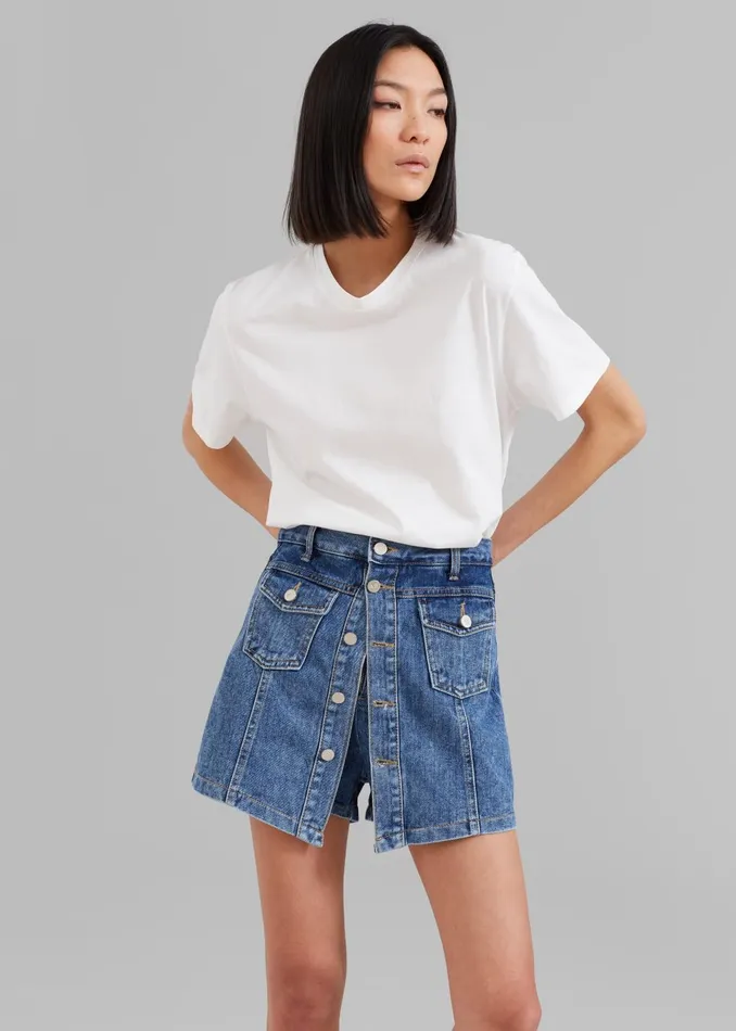 Women Blades Denim Skort 8211 Medium Wash The Frankie Shop Bottoms