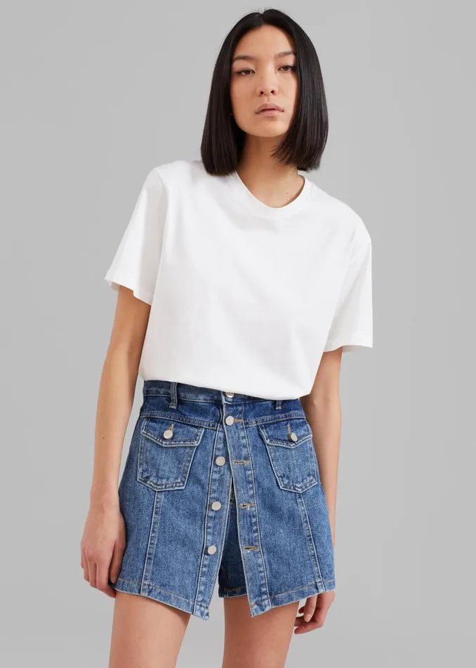 Women Blades Denim Skort 8211 Medium Wash The Frankie Shop Bottoms