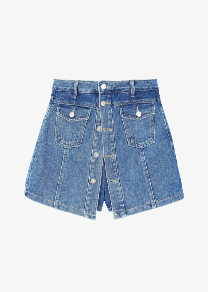 Women Blades Denim Skort 8211 Medium Wash The Frankie Shop Bottoms