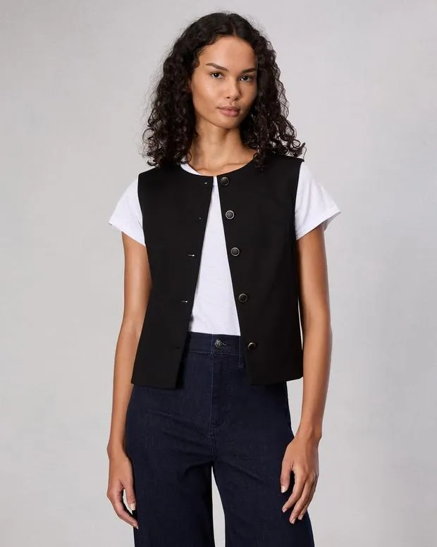 Women Blazers and Vests Rag and Bone Irina Ponte Vest Black