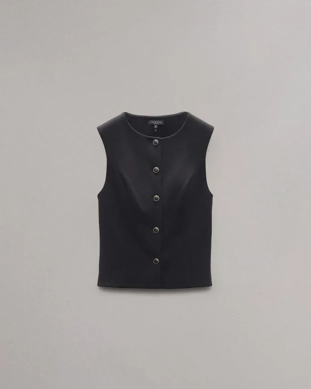 Women Blazers and Vests Rag and Bone Irina Ponte Vest Black