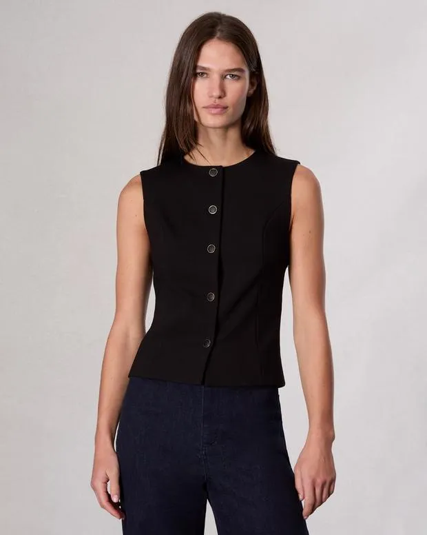 Women Blazers and Vests Rag and Bone Irina Ponte Vest Black