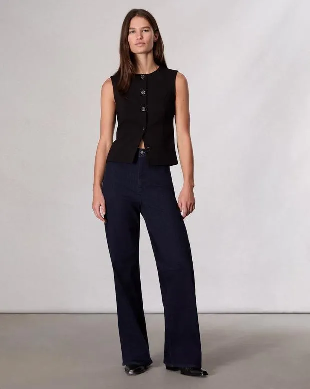 Women Blazers and Vests Rag and Bone Irina Ponte Vest Black