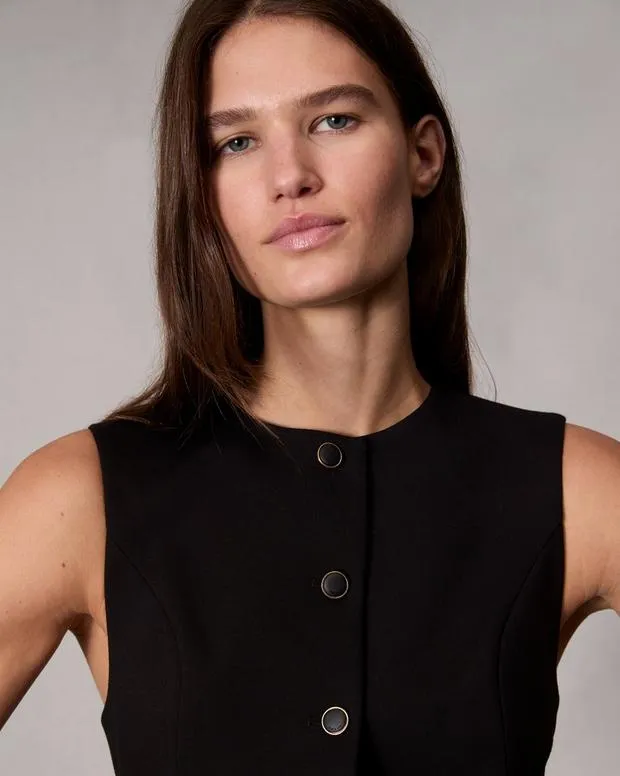 Women Blazers and Vests Rag and Bone Irina Ponte Vest Black