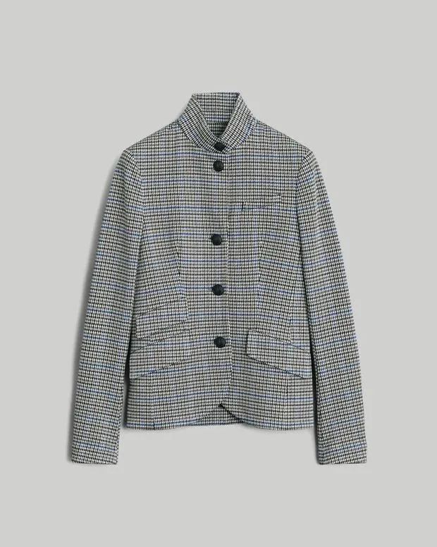 Women Blazers and Vests Rag and Bone Slade Cotton Plaid Blazer Blue Plaid