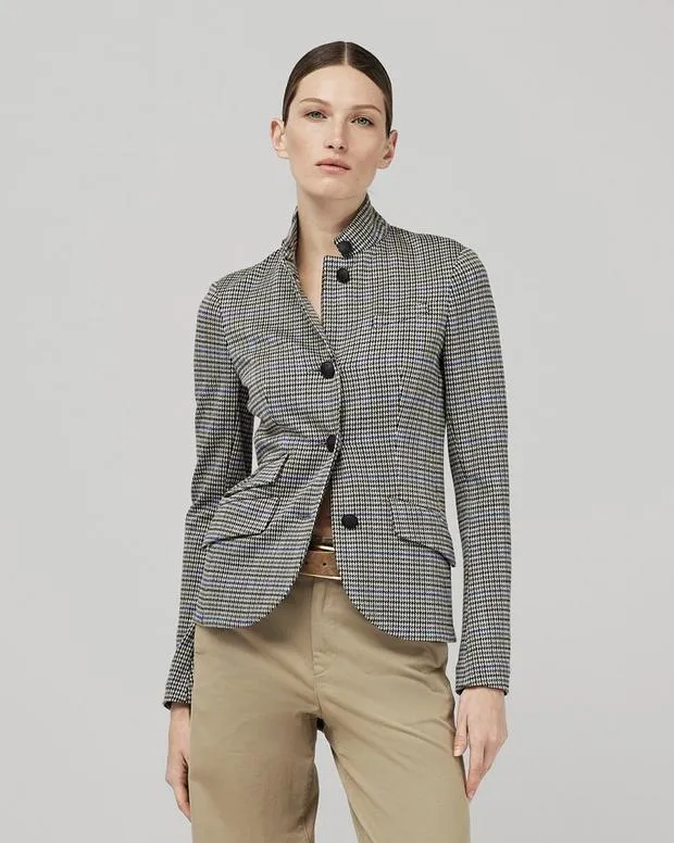 Women Blazers and Vests Rag and Bone Slade Cotton Plaid Blazer Blue Plaid