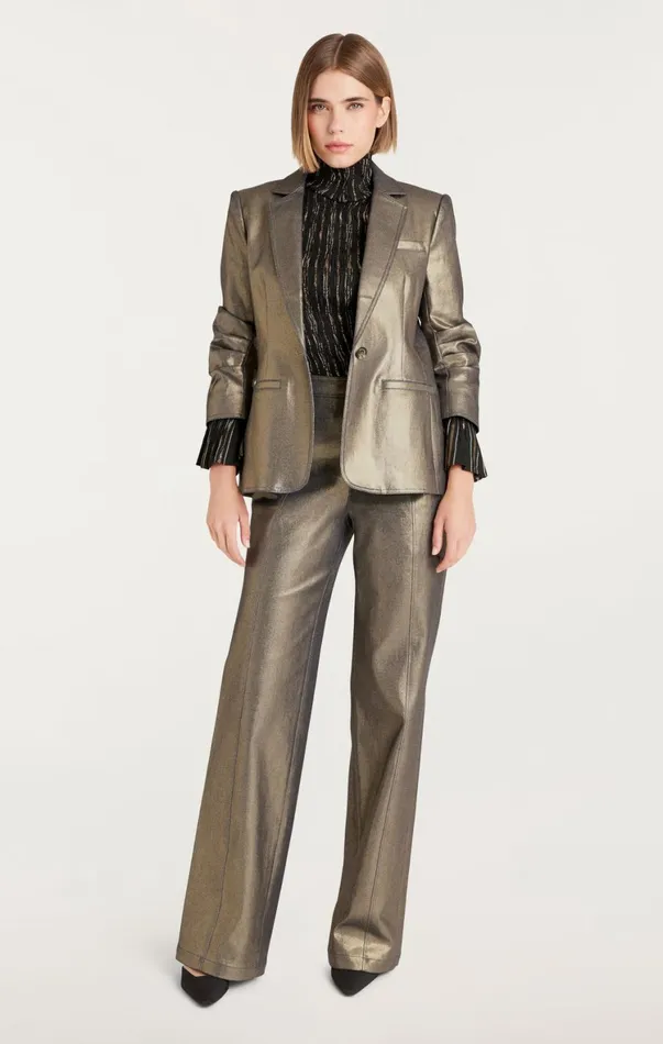 Women Blazers Cinq Sept Gold Coated Khloe Blazer Gold