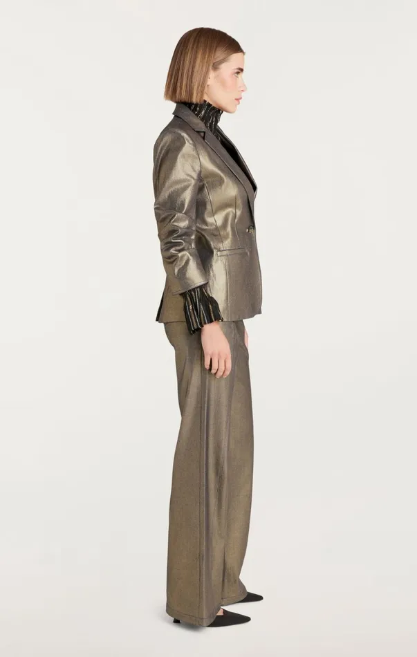 Women Blazers Cinq Sept Gold Coated Khloe Blazer Gold