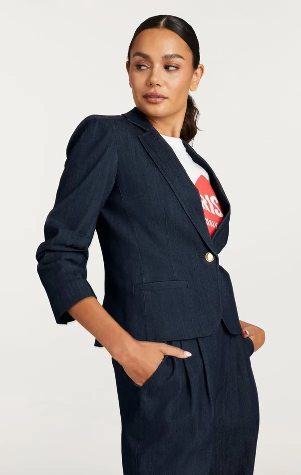 Women Blazers Cinq Sept Petit Denim Khloe Blazer Indigo
