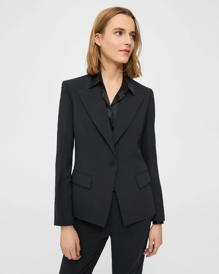 Women Blazers Jackets Theory Angled Blazer In Admiral Crepe Black