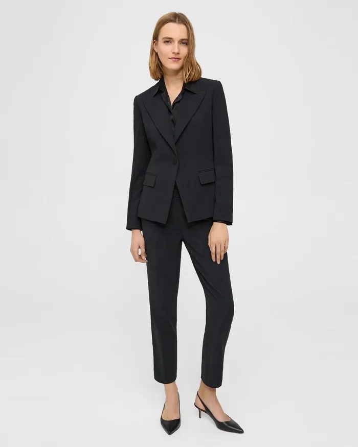 Women Blazers Jackets Theory Angled Blazer In Admiral Crepe Black